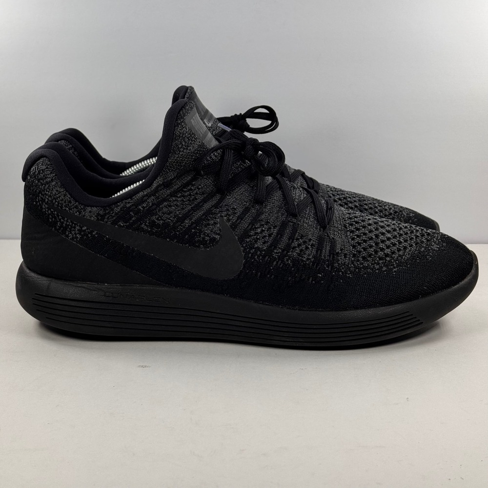 Nike LunarEpic Low Flyknit 2 Mens 12 Black Grey Running Shoes 863779-001